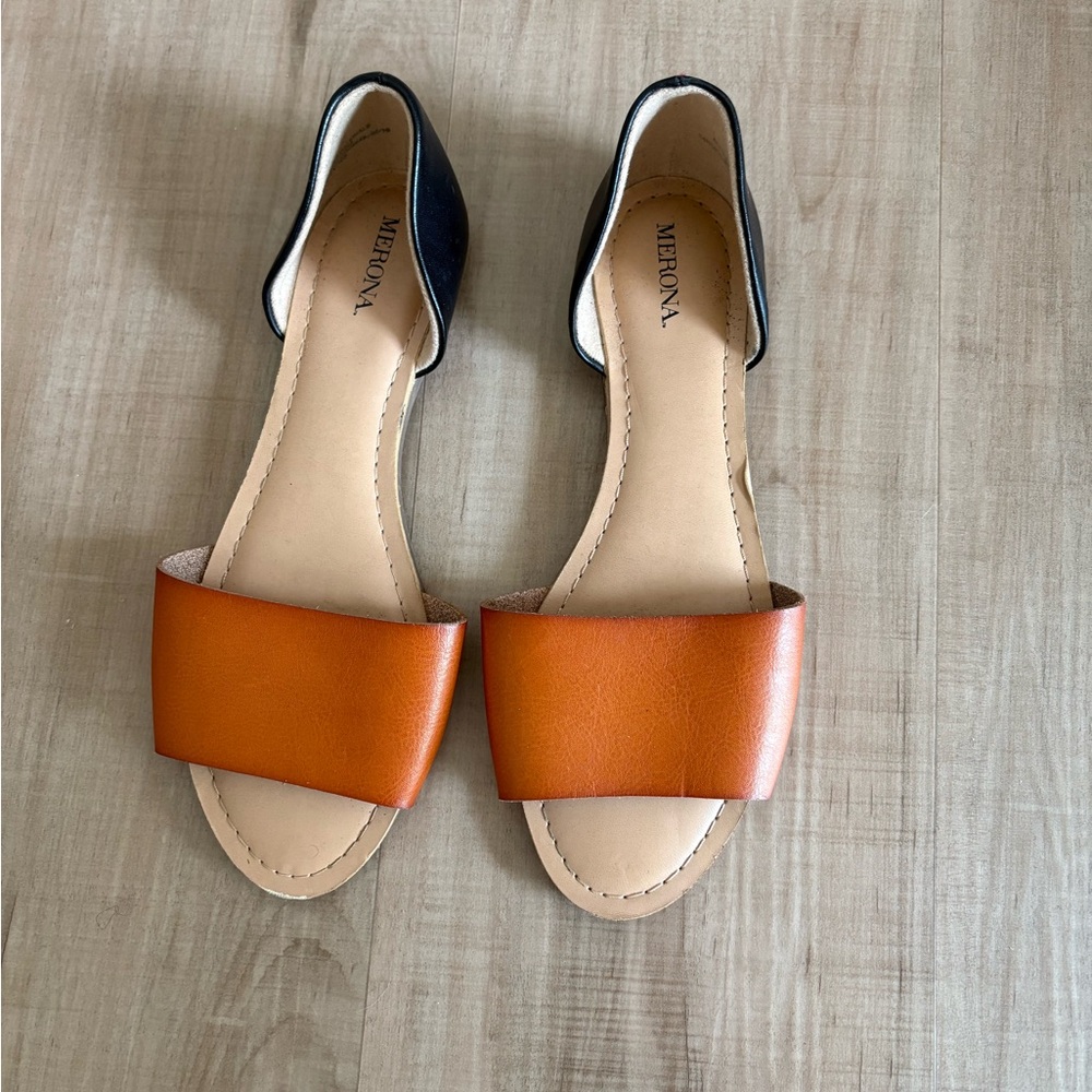 Merona Orange and Black Sandals Flat